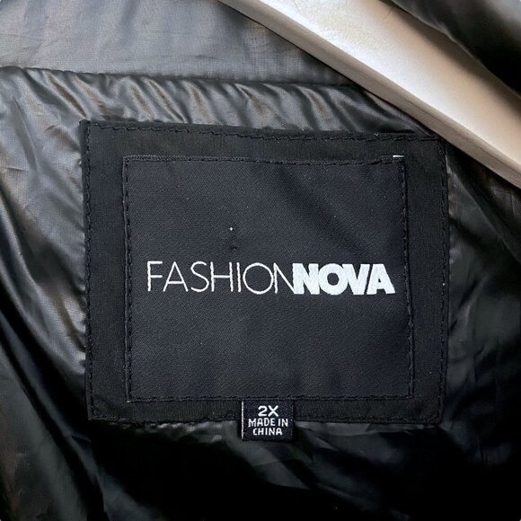 Puffer Jacket Plus Size 2X Black Winter Coat Womens Bomber - Picture 6 of 11